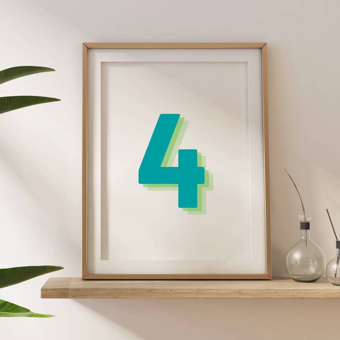 Retro 3D Number 4 Birthday Age Poster - Image 5