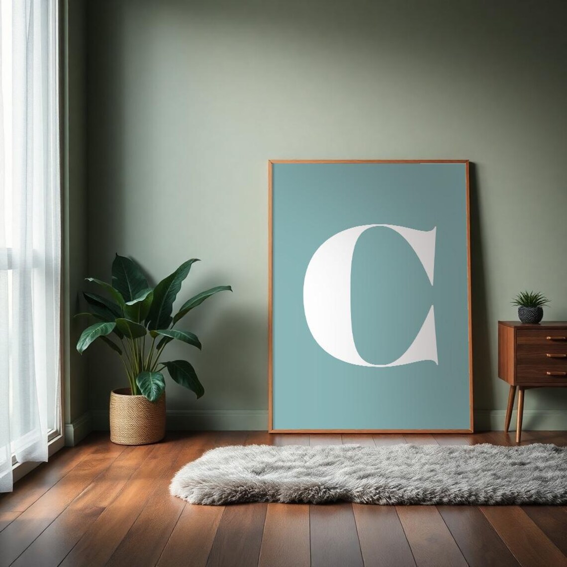 Retro Letter C Monogram, Pastel Letter Art - Image 3