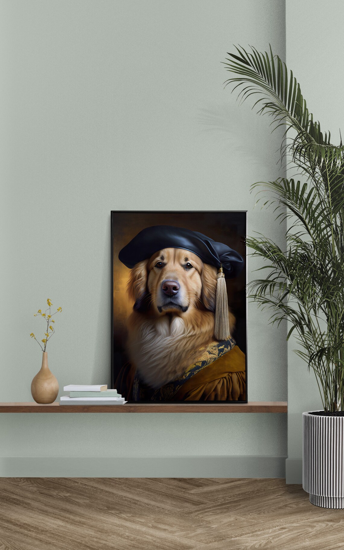 Golden Retriever Portrait, Baroque Style Art Print - Image 2