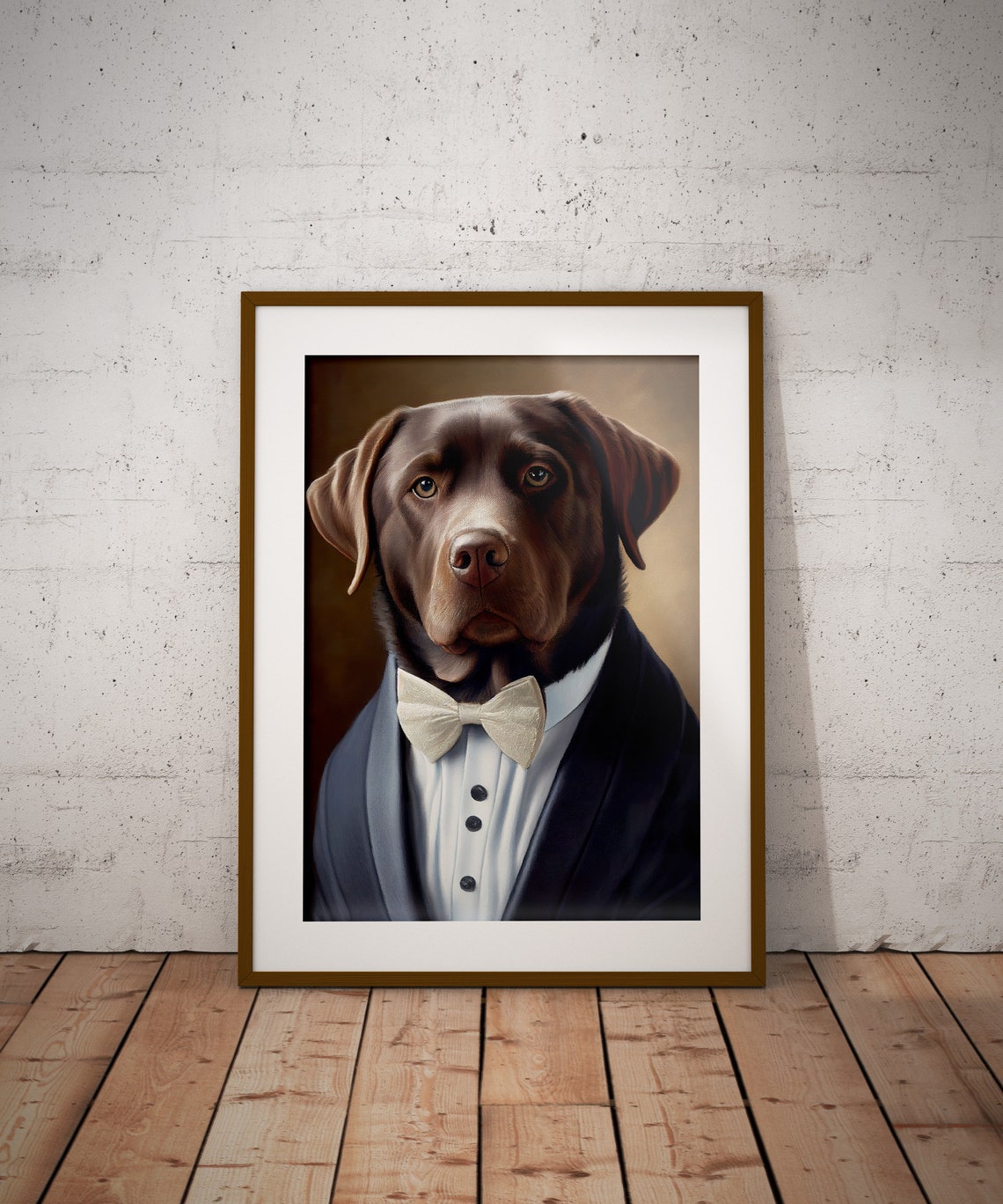 Chocolate Labrador In Tuxedo Formal Bow Tie Gentleman Portrait Poster - Image 3