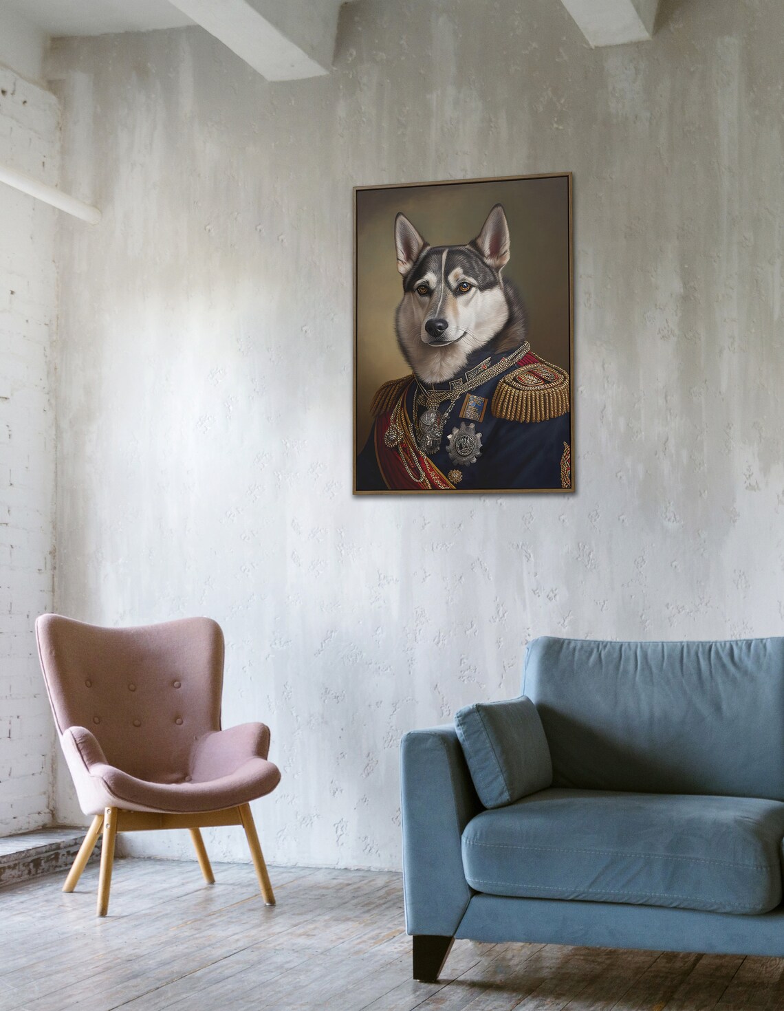 Husky In Military Uniform Funny Dress Uniform Dog Portrait Poster - Image 4