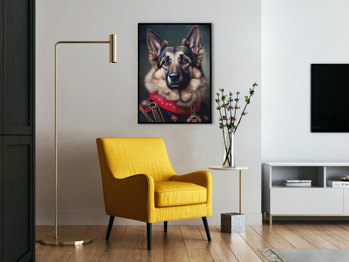German Shepherd In Military Uniform Heroic Dog Portrait Poster - Image 4