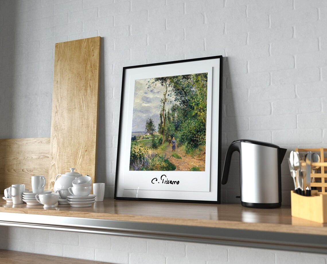 Camille Pissarro Woodland Path Village Scene Painting Poster - Image 4