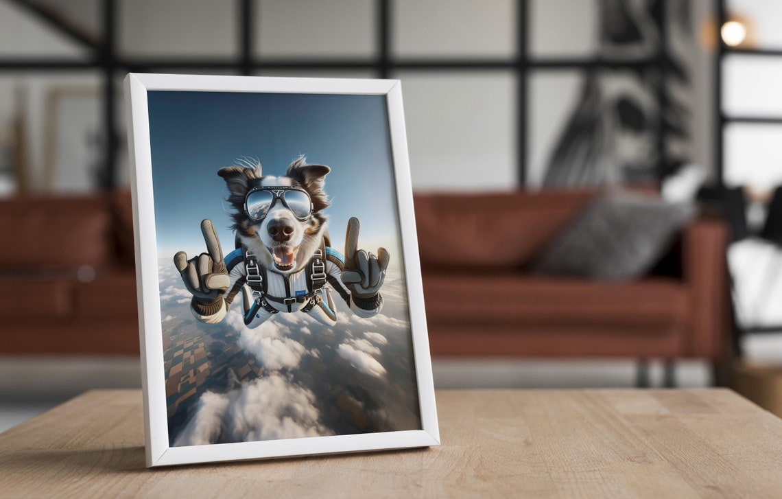 Epic Skydiving Border Collie With Goggles High Above Clouds Dog Poster - Image 4
