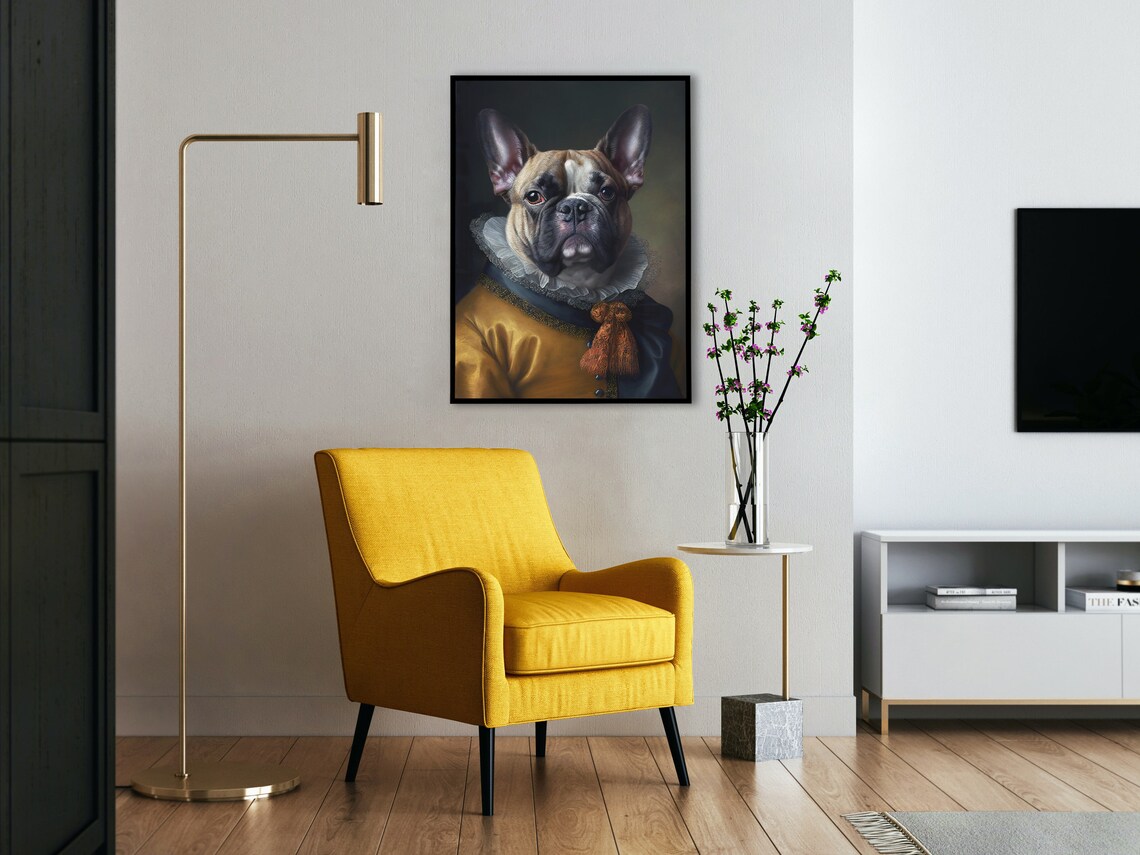 French Bulldog In Baroque Royal Attire Renaissance Style Pet Poster - Image 4