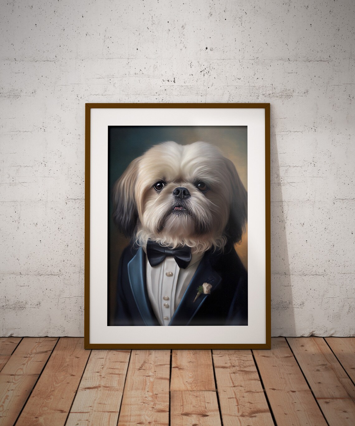 Shih Tzu in a Tuxedo Portrait Art Print - Image 2