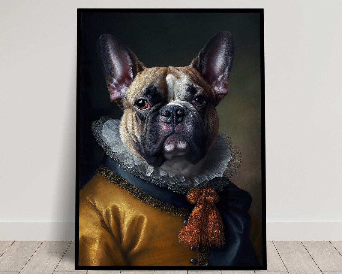 French Bulldog In Baroque Royal Attire Renaissance Style Pet Poster
