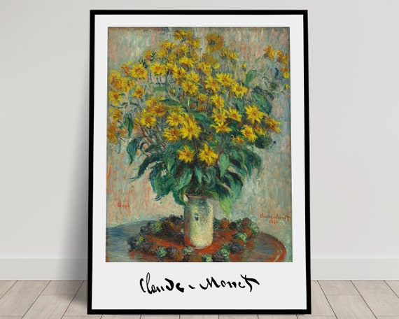 Claude Monet Flowers Of Jerusalem Artichoke 1880 Poster Wall Decor Impressionism Illustration Classic Masterpiece Reproduction