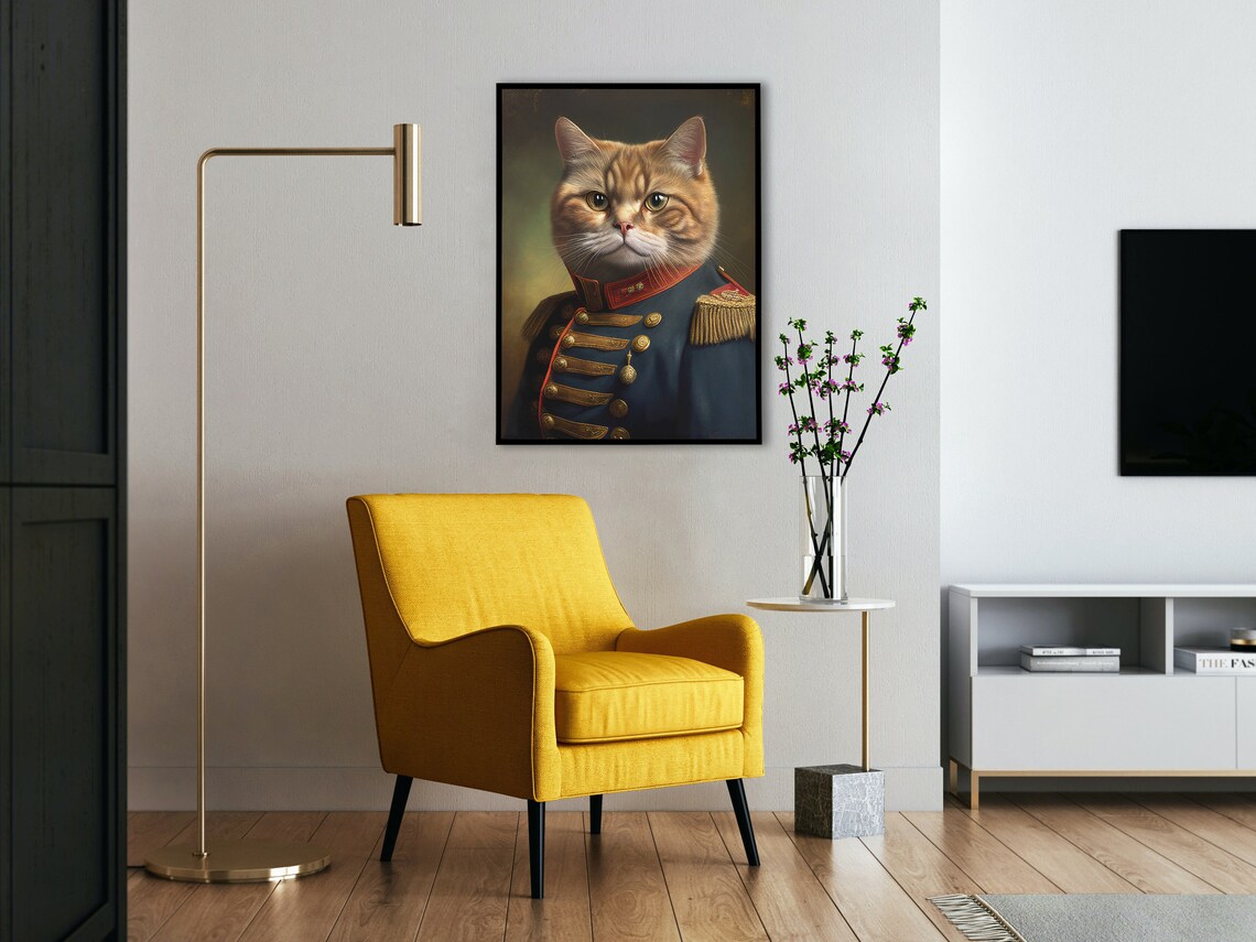 Portrait Of A Red Cat In Military Uniform Poster - Image 4