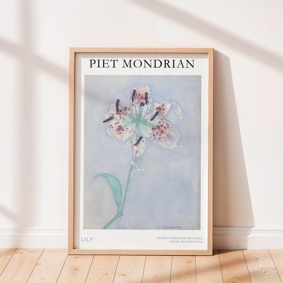 Lily By Piet Mondrian Wall Art Floral Decor Famous Painter Prints Fine Vintage Poster