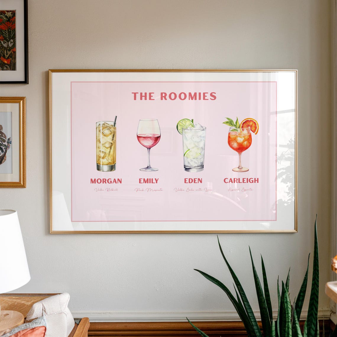 The Roomies Custom Drink Chart Blush Pink Bar Cart Art Print