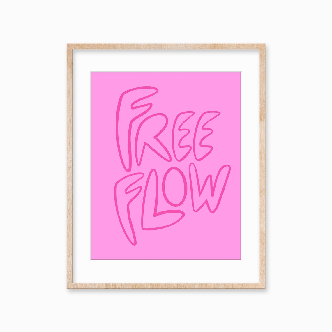 Free Flow Pink Bubble Lettering Playful Typography Art Poster