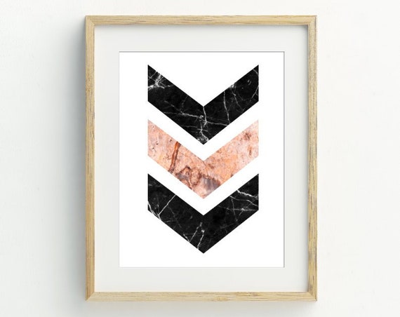 Black And Pink Marble Chevron Print Marble Wall Art Instant Art Geometric Wall Decor 5x7 8x10 11x14