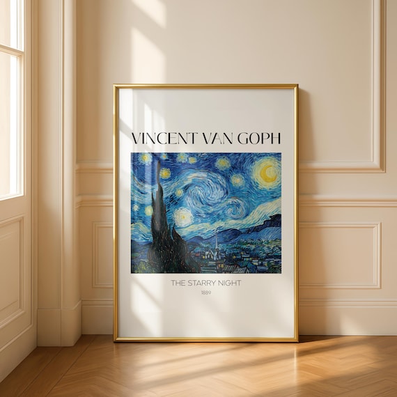 Starry Night Van Gogh Print Vintage Art Poster Famous Painting Wall Classic Museum Artwork Minimal Gallery