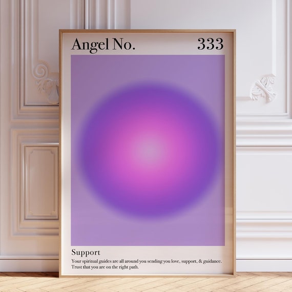 Purple Aura Poster 333 Angel Number Pink Wall Art Print Psychedelic Spiritual Meditation