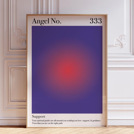 Pink Aura Poster 333 Angel Number Wall Art Print Psychedelic Spiritual Meditation