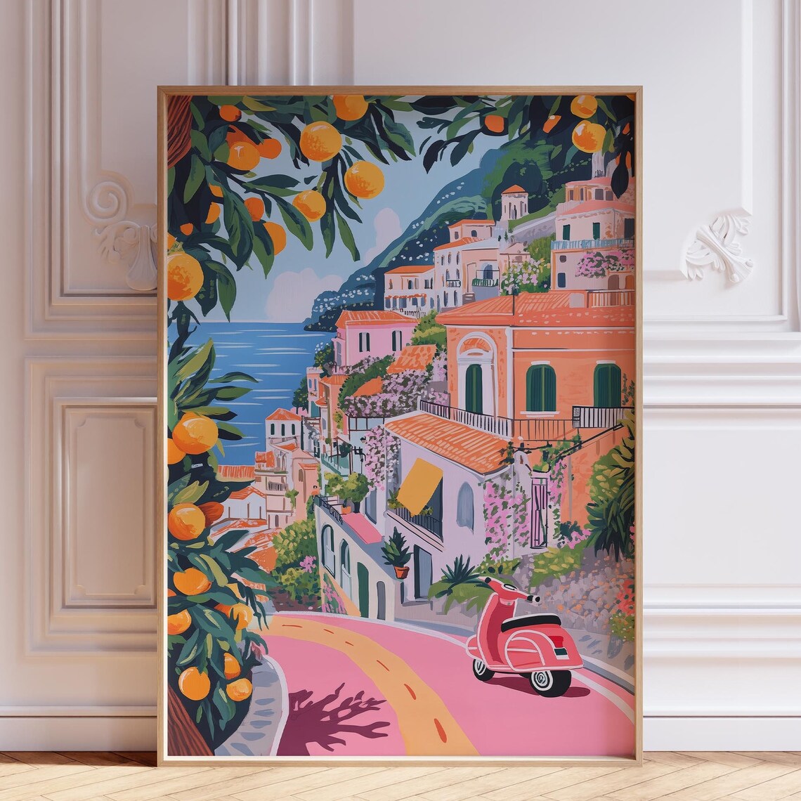 Positano Amalfi Coast Watercolor Travel Poster