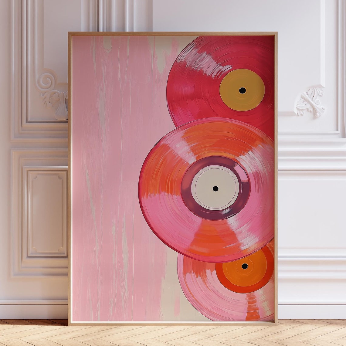 Pink Vinyl Record Poster Retro Print Vintage Wall Art Abstract