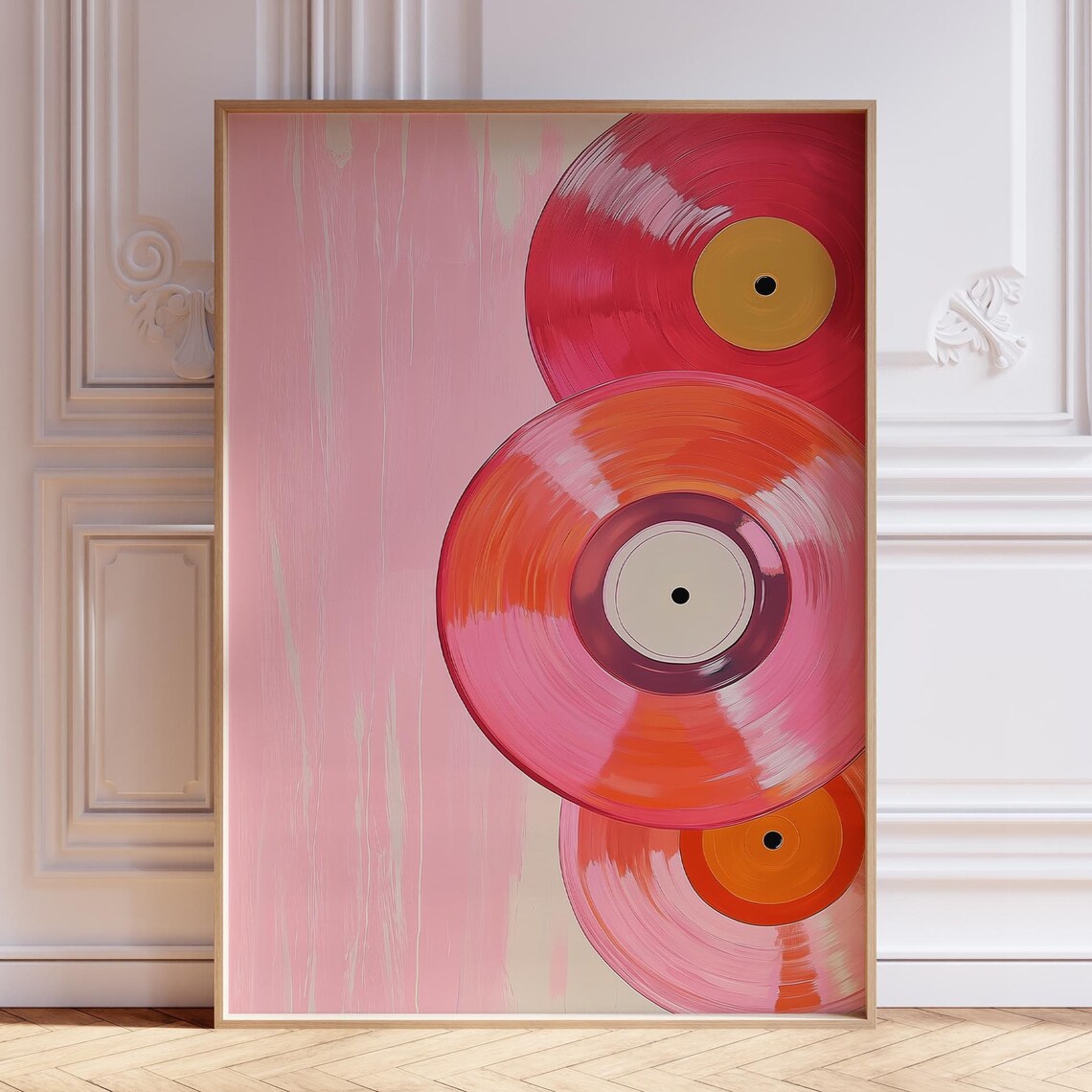 Retro Pink Vinyl Records Music Poster for Teen Bedroom Wall Decor