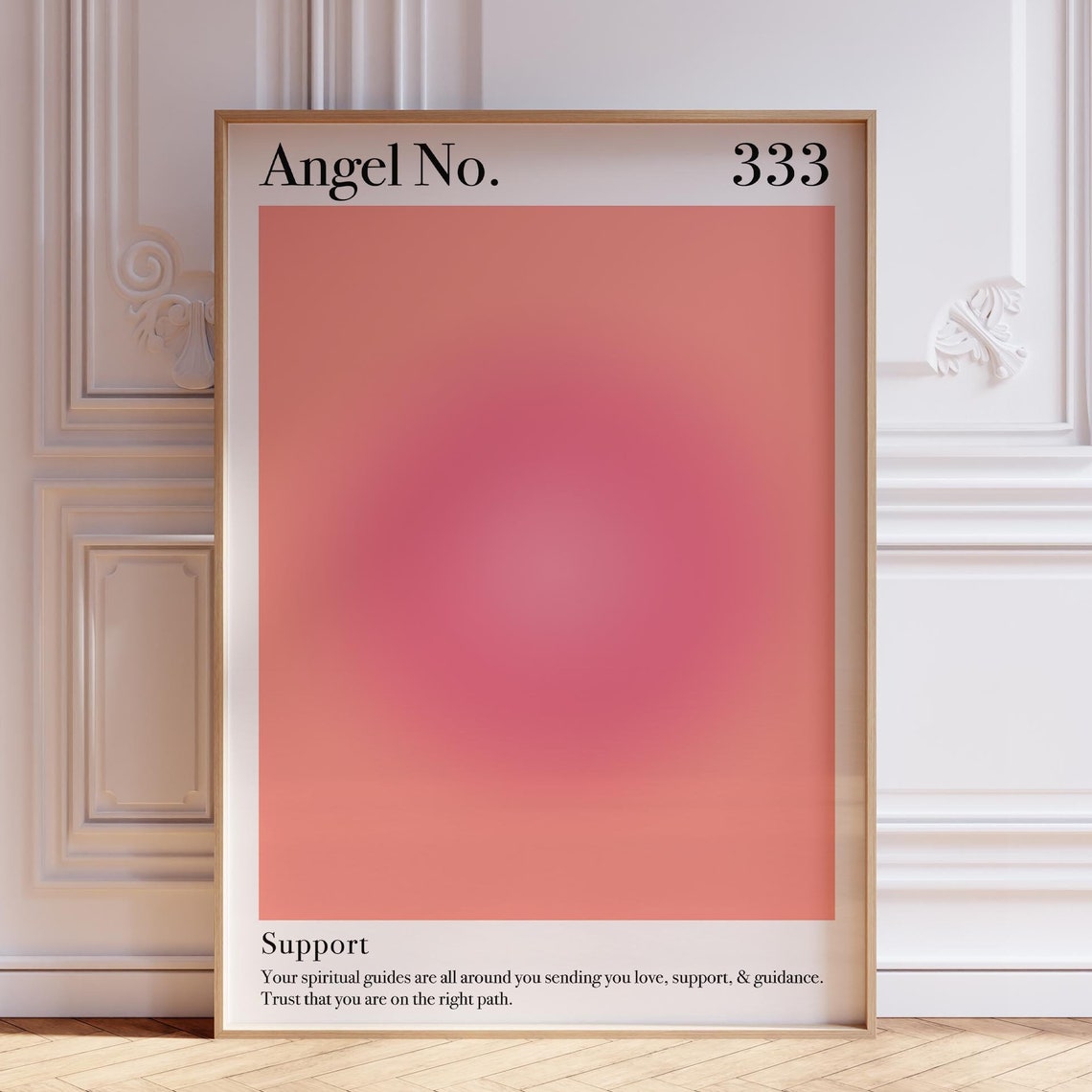 Pink Aura Poster 333 Angel Number Wall Art Zen Print Psychedelic Spiritual Meditation