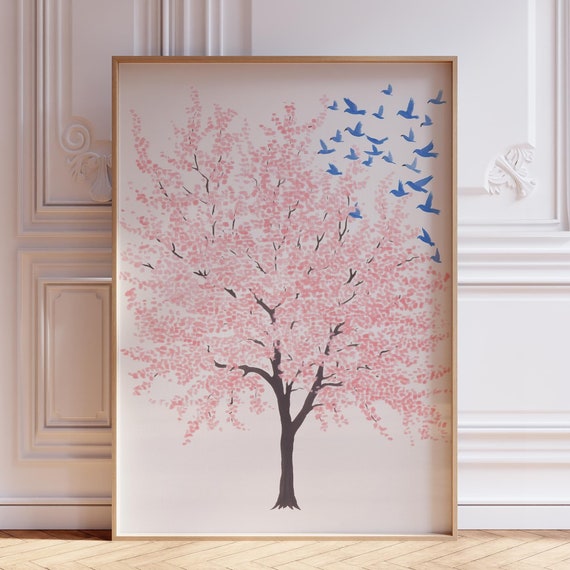 Japanese Cherry Blossom Wall Art Flower Poster Floral Print Tree