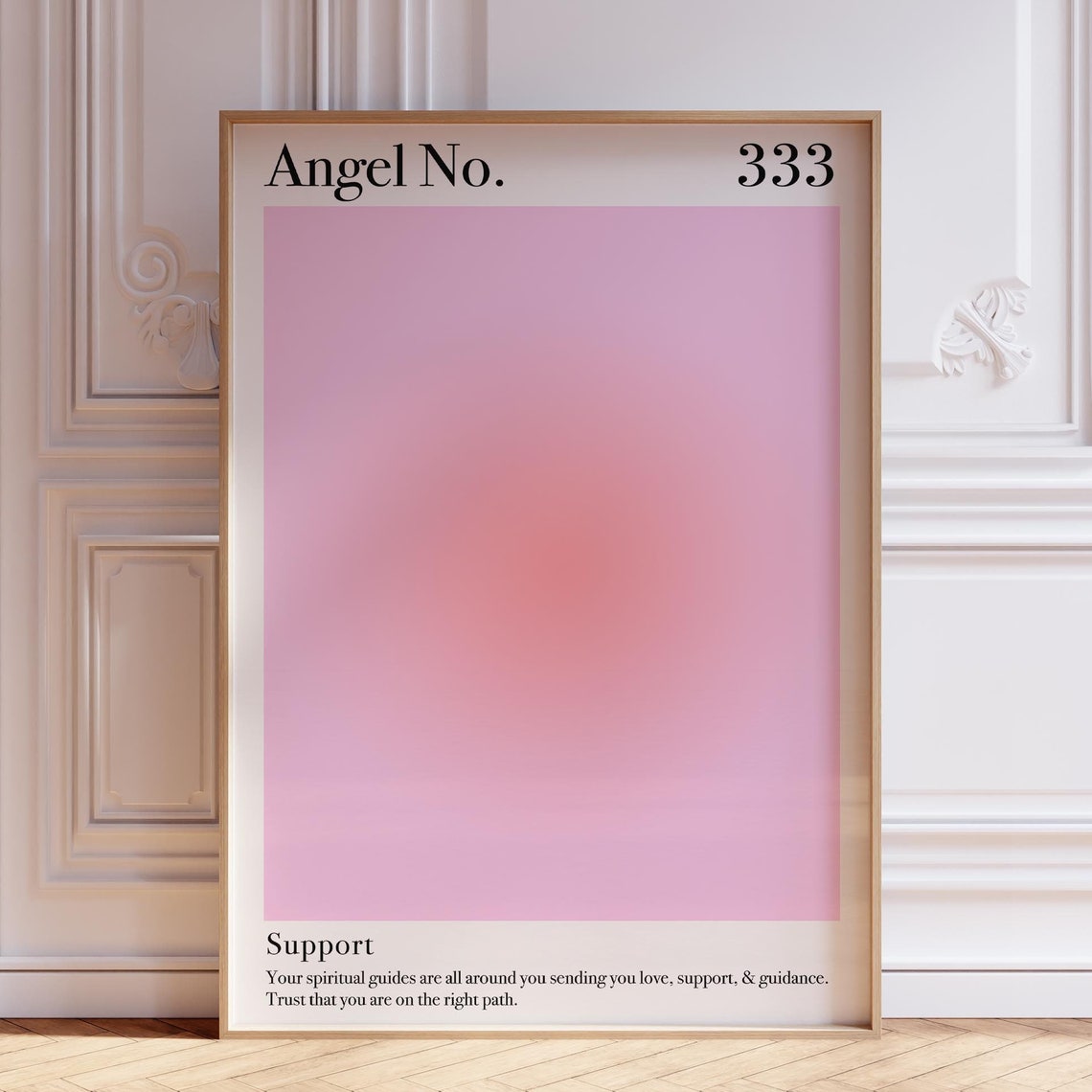 Angel Number 333 Support Soft Blush Pink Aura Spiritual Poster