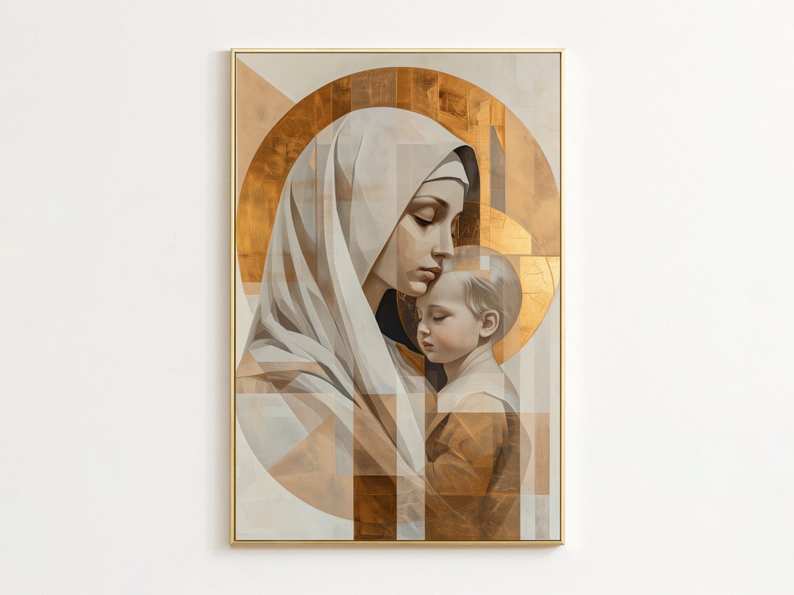 Mother Marry And Baby Jesus Nativity Of Jesus Print Contemporary Bible Art Modern Christian Wall Art Jesus Christ Print Religious Art
