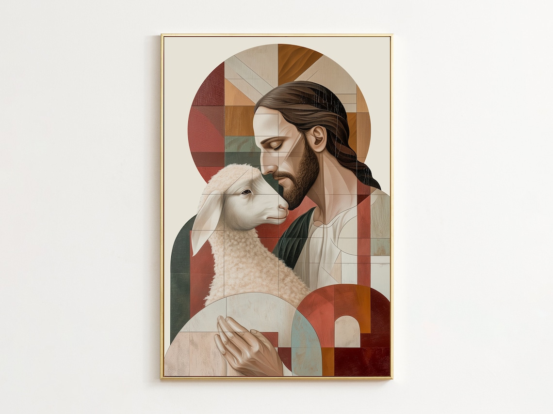 Jesus And Lamb Religious Wall Art, Hallway Decor