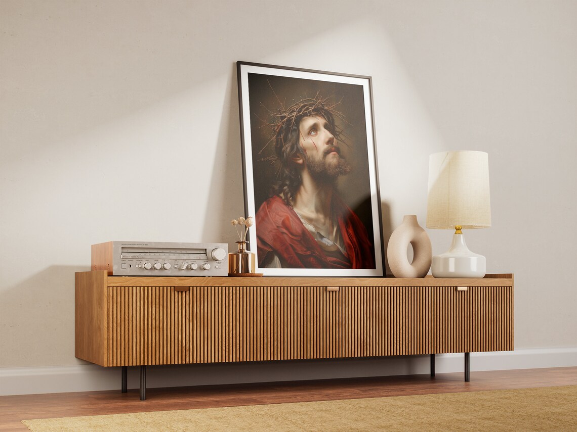 Jesus Christ Crown of Thorns Baroque Oil Painting Holy Week Art Poster - Image 2
