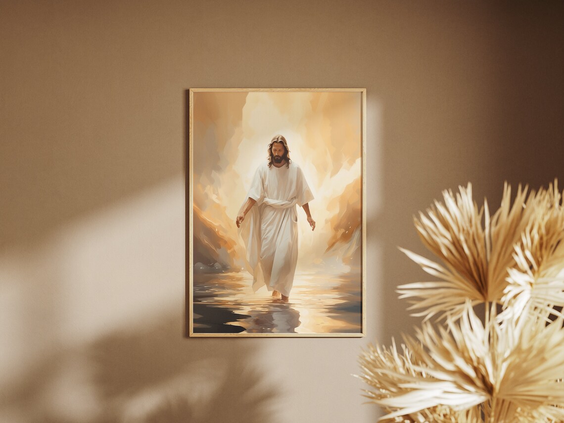 Jesus Christ Walking on Water, Christian Sketch Art - Image 3