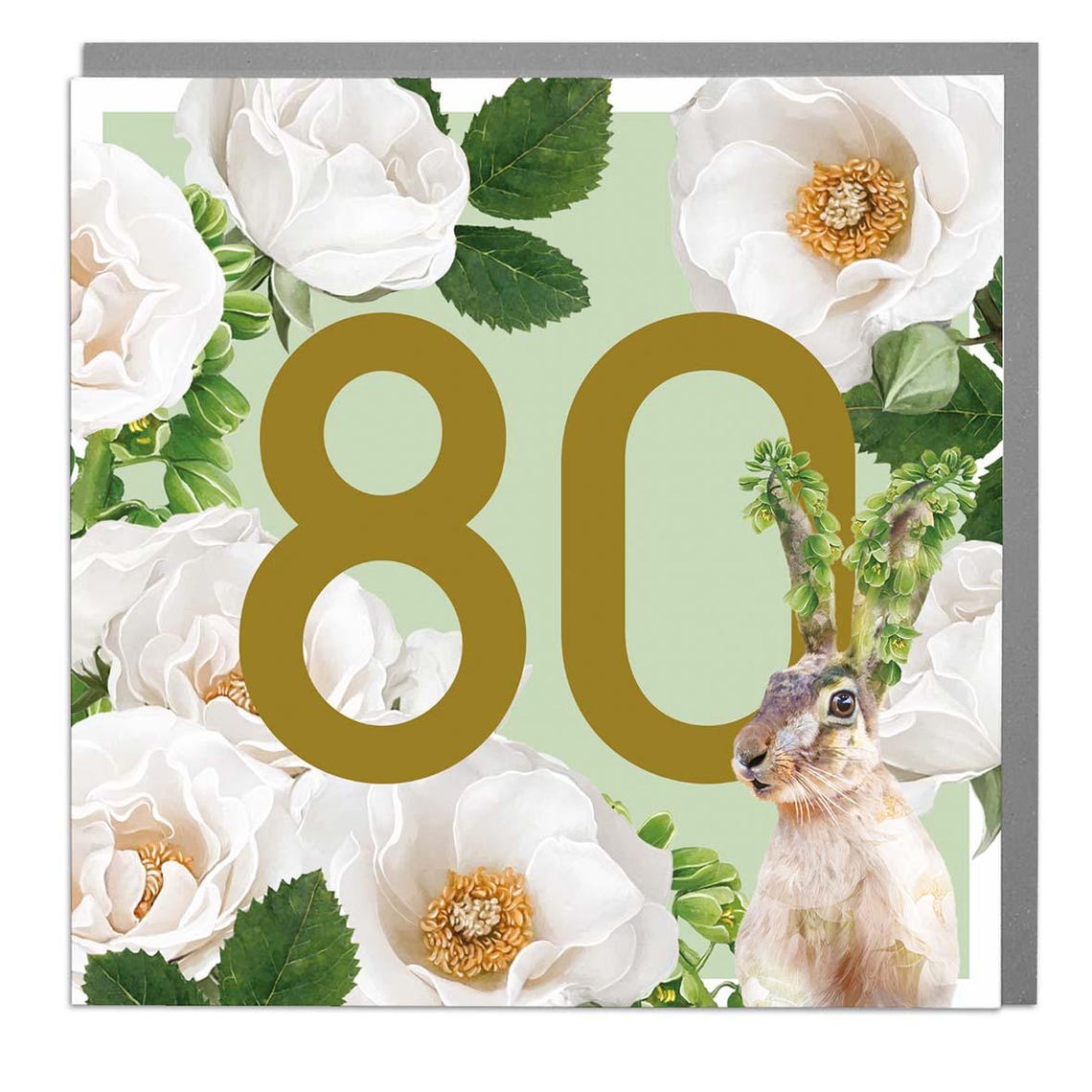 Age 80 Hare Greeting Card, Lola Design