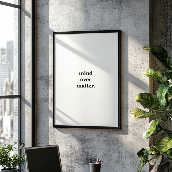 Mind Over Matter Motivational Poster Wall Art Discipline Home Office Gym Inspirational Success Quote