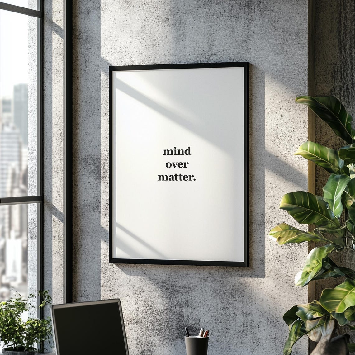 Mind Over Matter Motivational Mindset Quote Minimalist White Poster