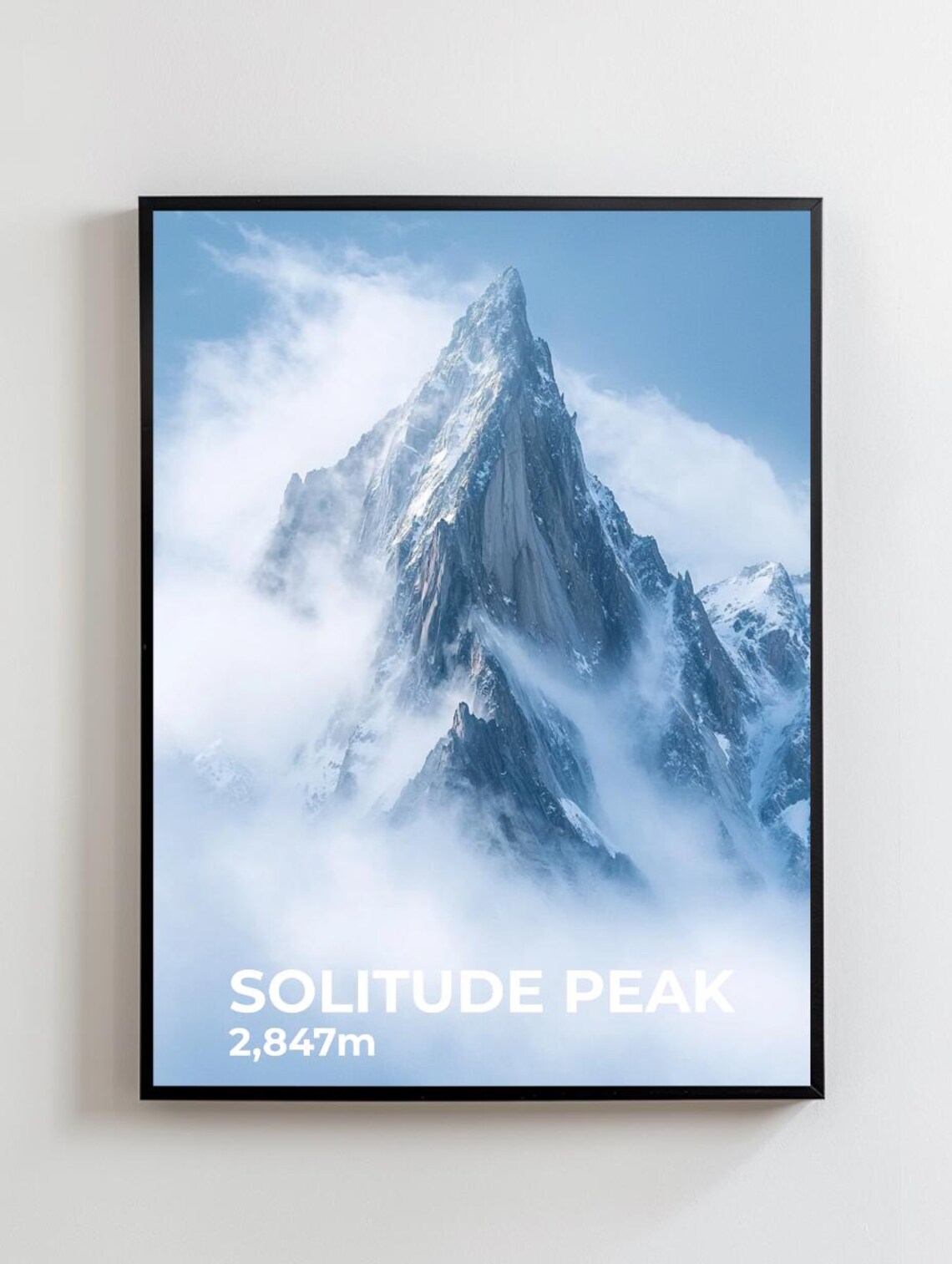 Solitude Peaks Poster, Misty Mountain Print