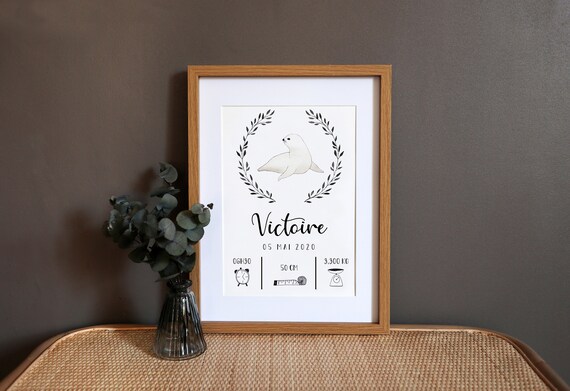 Personalised Birth Phoque Watercolor Art Print