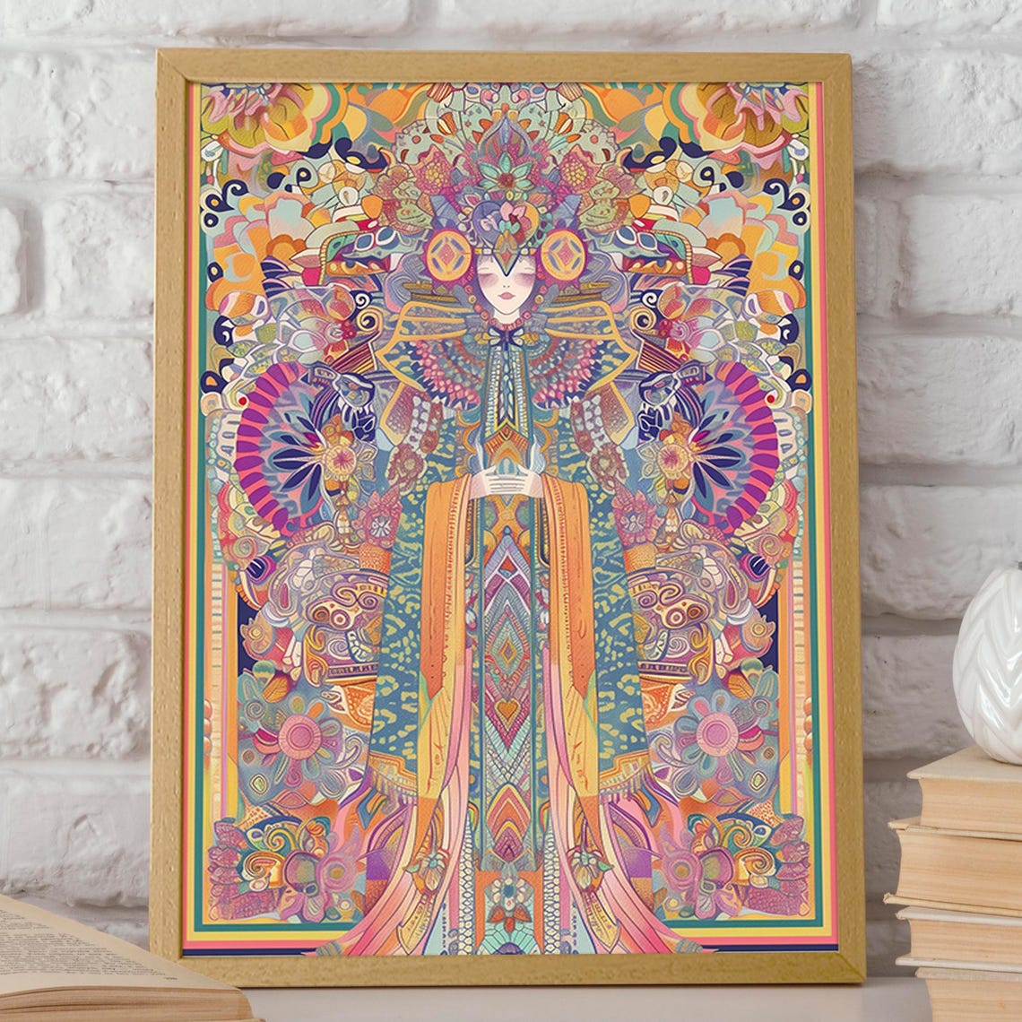 Ornate Mystical Goddess Art Print, Mandala Style - Image 2
