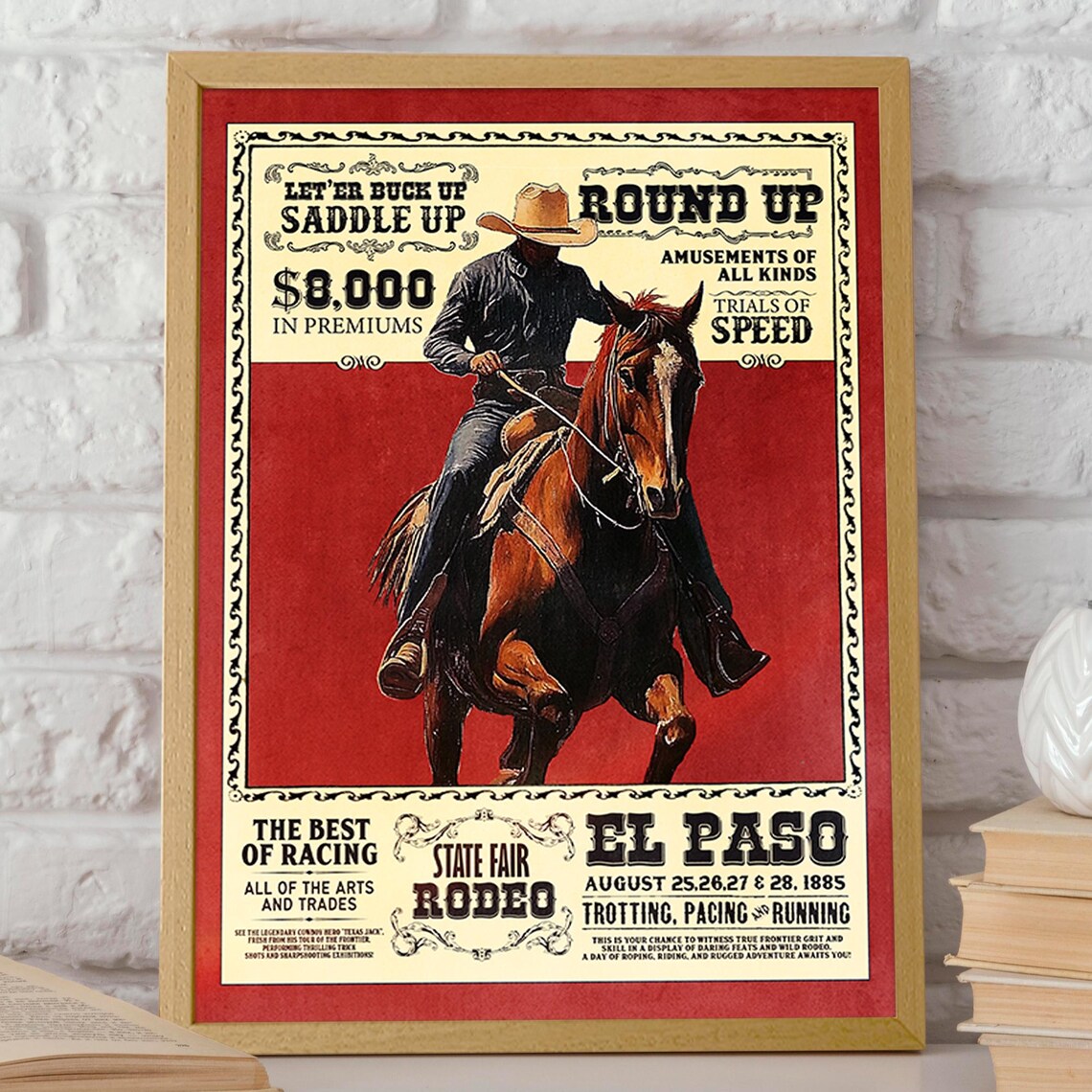 Cowboy Round Up, El Paso State Fair Rodeo 1885 Poster - Image 2