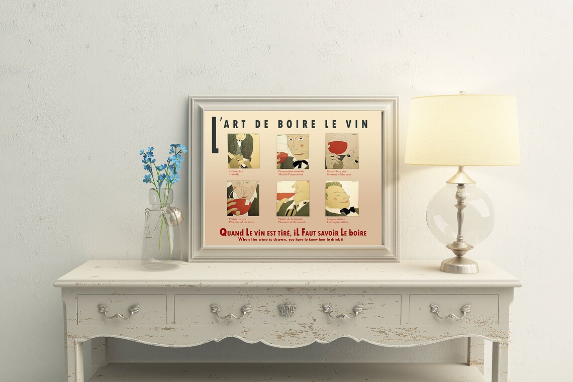 Wine Posters, French Wine Decor Restaurant Poster - Image 2