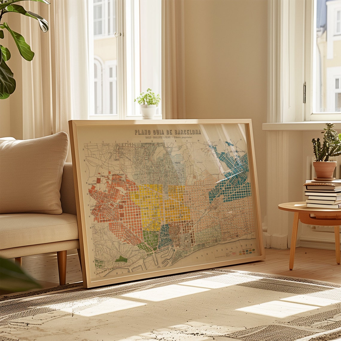 Barcelona Retro City Map, Historical Plan Travel Poster - Image 2