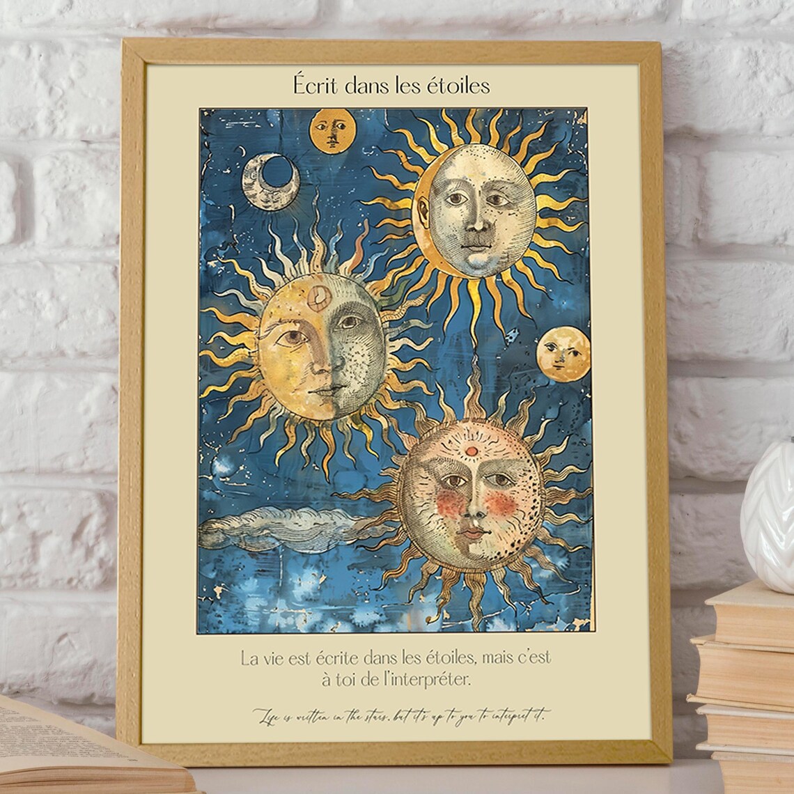 Cosmic Sun And Moon Mystical Astrology Art Print - Image 2