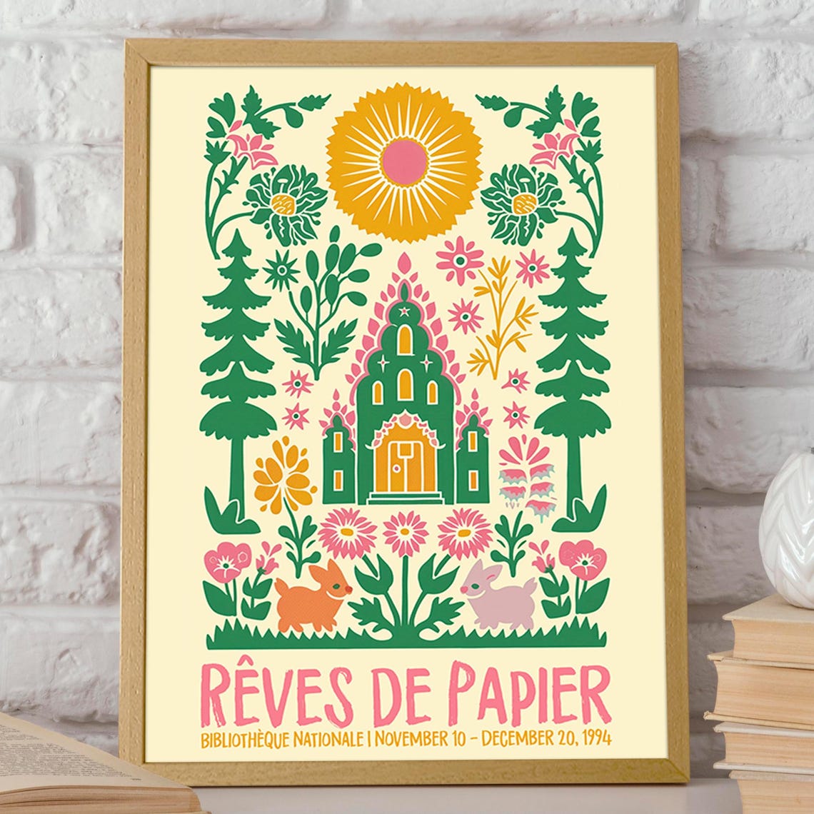 Sun And Nature French Wall Art Colorful Floral And Animal Art Print 1994 Rves De Papier Exhibition Poster Poster Or Print - Image 2