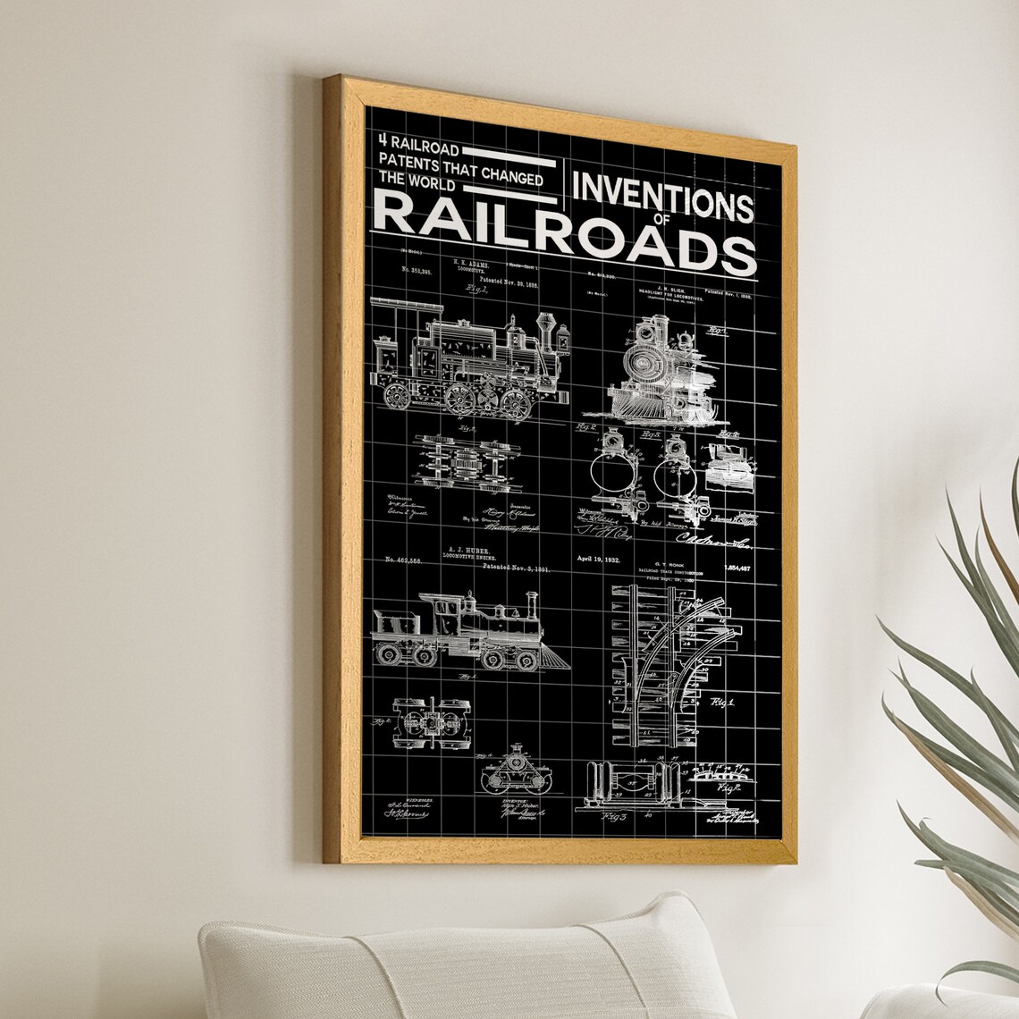 Railroad Patent Poster, Historic Railroad Inventions - Image 2