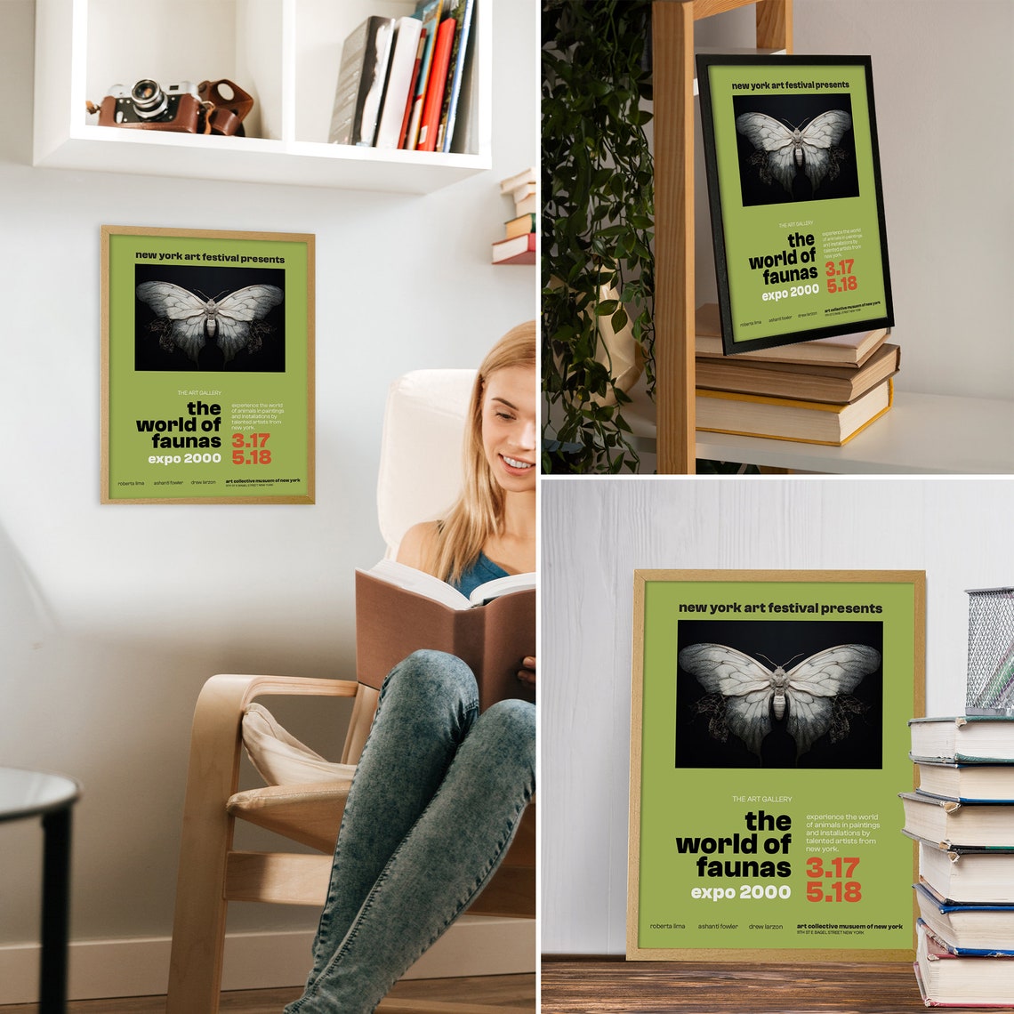 New York Art Festival Butterfly Poster The World Of Faunas Expo 2000 Animal Art Gallery Exhibition Print - Image 2