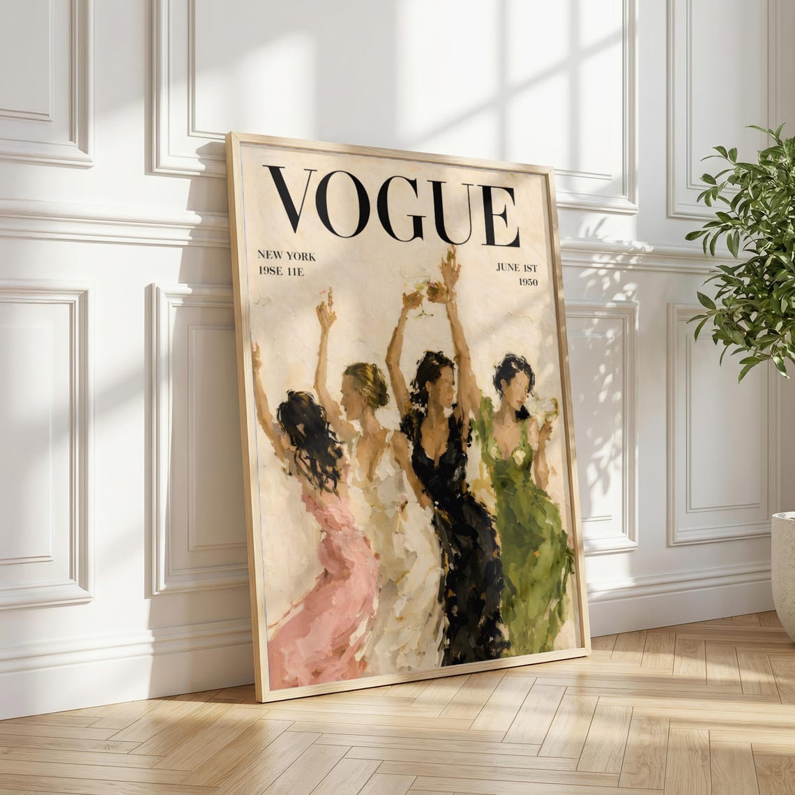 Vintage Vogue Women Dancing Magazine Cover Art Print Trendy Room Decor - Image 2