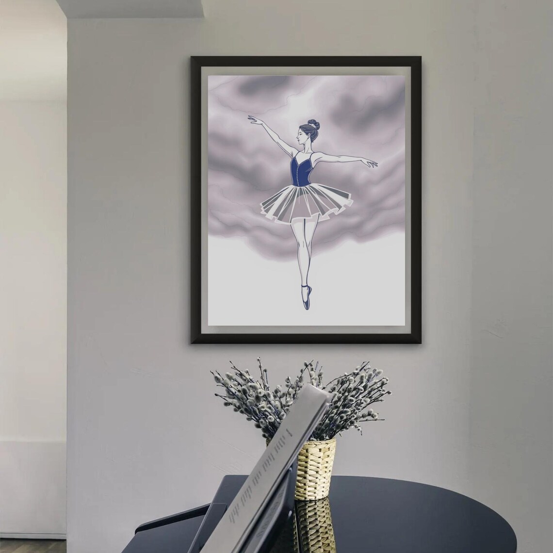 Ballerina Illustration Navy Blue Bodice White Tutu En Pointe Ballet Poster - Image 3