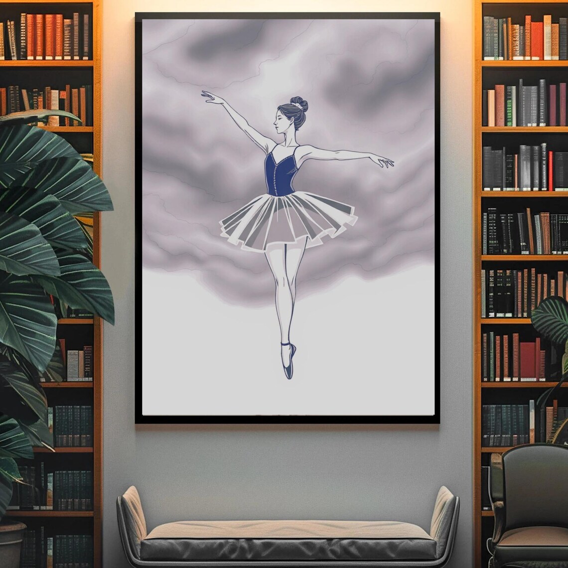 Ballerina Illustration Navy Blue Bodice White Tutu En Pointe Ballet Poster - Image 4