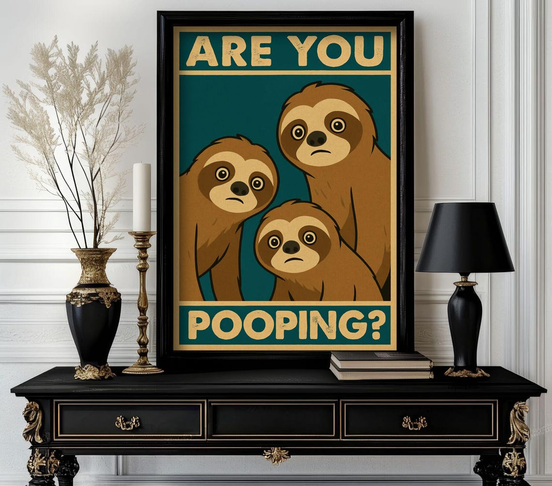 Funny Animal Are You Pooping Retro Wall Art Trending Decor White Elephant Gift Lover Cute Motivational 115
