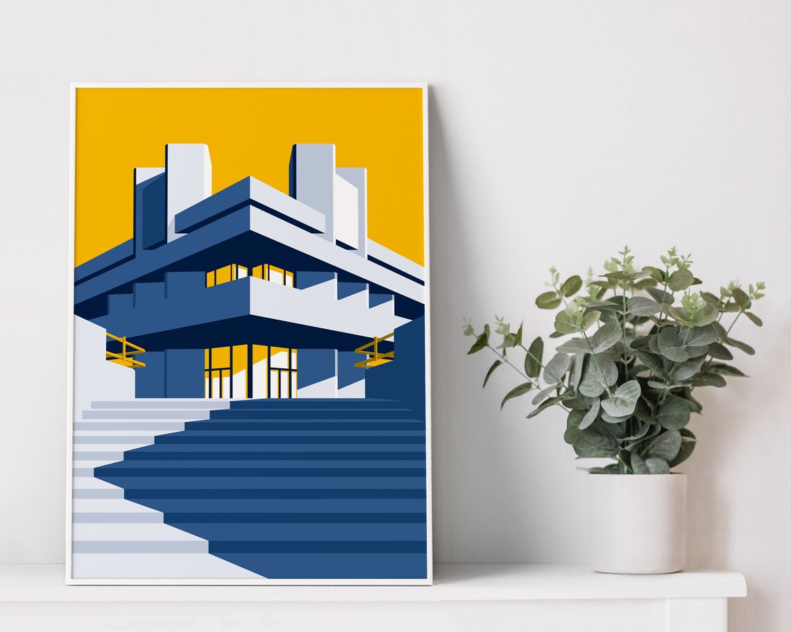 London National Theatre Brutalist Southbank Concrete Art Poster - Image 2