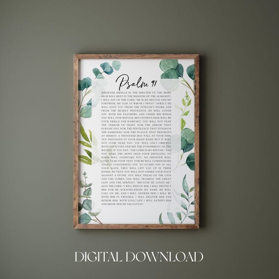 Psalm 91 Bible Verse Minimalist Christian Wall Art Print