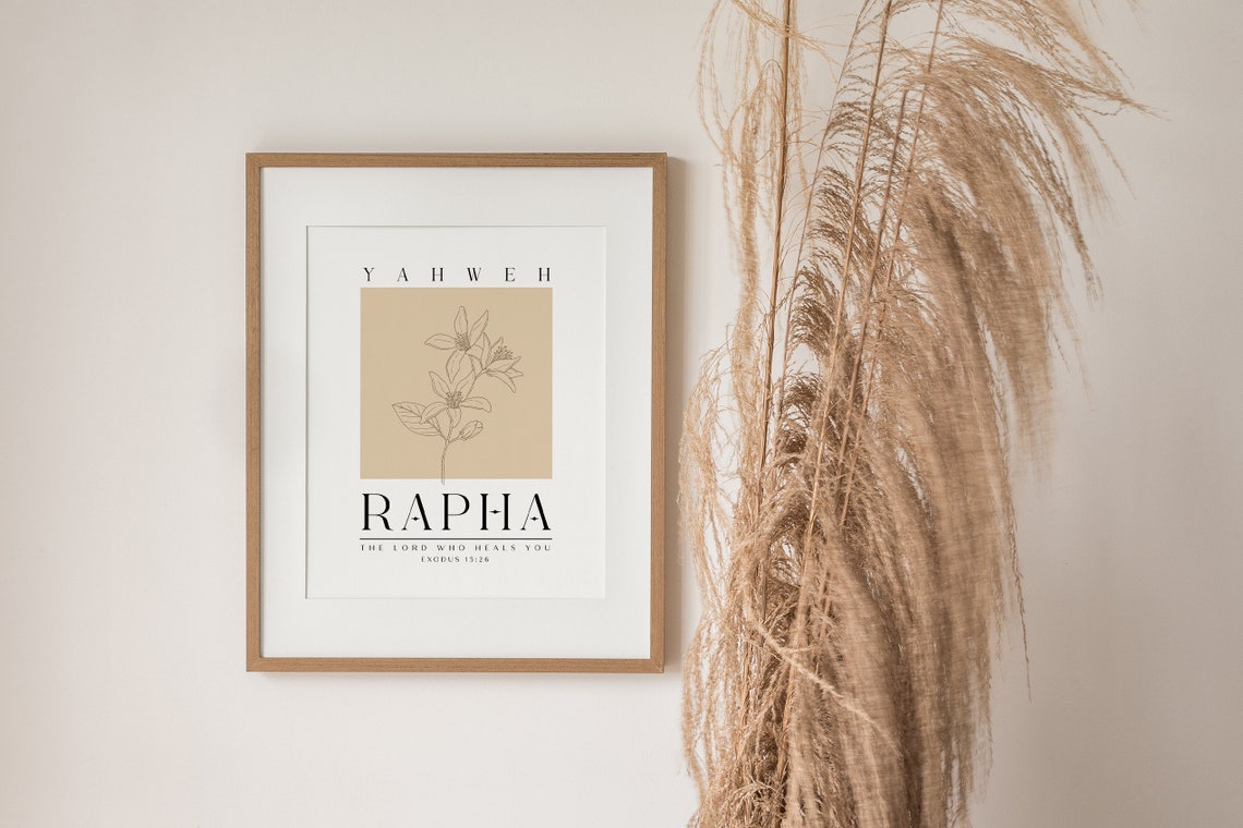 Yahweh Rapha The Lord Who Heals You Exodus 15 26 Boho Line Art Poster - Image 4